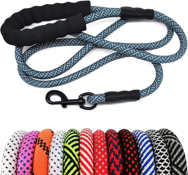 MayPaw Heavy Duty Rope Dog Leash, 3/4/5/6/7/8/10/12/15 FT Nylon Pet Training Leash, Navy