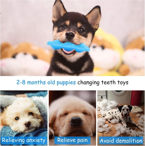 Hurray 3 Pack Puppy Chew Toys for Teething Puppies, 360° Clean Pet Teeth & Soothe Pain, Suitable for Small & Medium Dogs