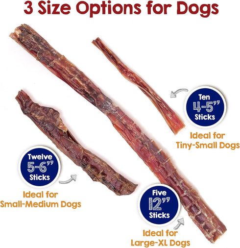 100% 12", 5ct Riley's Steer Bully Sticks for Large to XL Dog Breeds - Odor Free, Single Ingredient Treat - Easily