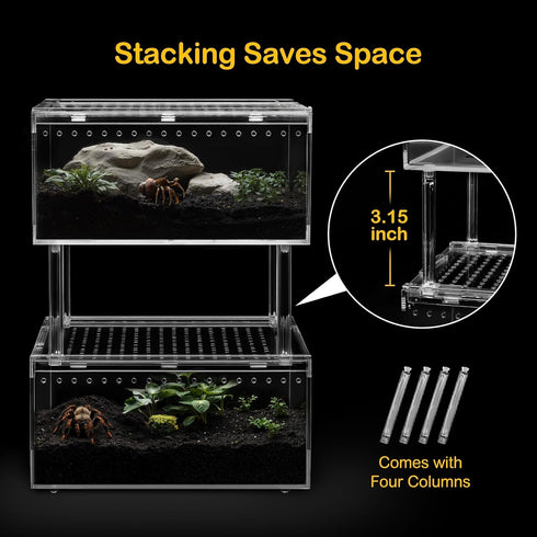 Large Reptile Terrarium Kit,Escape Proof Tarantula Enclosure,PC Starter Hermit Crab Tank,Spider Habitat for Praying