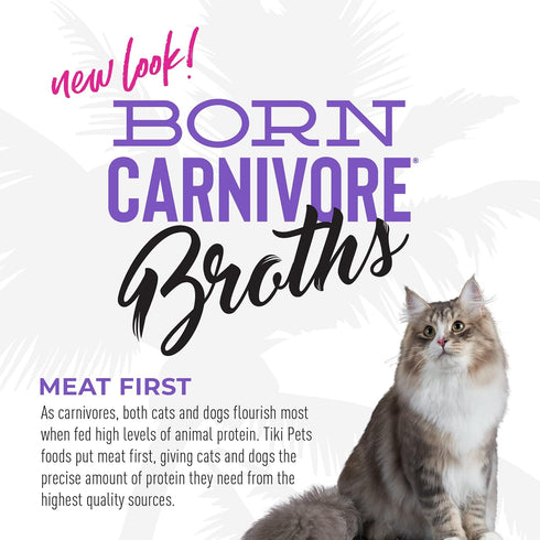 Tiki Cat Born Carnivore Broths, Duck & Chicken Recipe, Cat Food Topper, 1.3 oz. Pouch (Pack of 12)