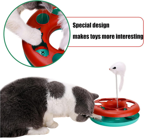 Cat Toys for Indoor Cats - Interactive Roller Tracks with Catnip Spring Pet Toy and Teaser Mouse