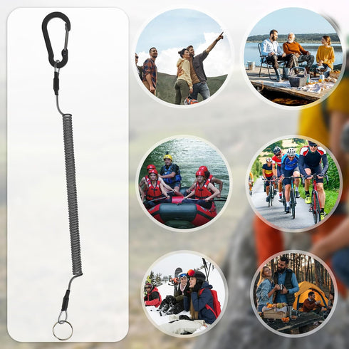 Retractable Wire Key Lanyard - 6 PCS Heavy Duty Steel Wire Coiled Cable with Aluminum Alloy Clip