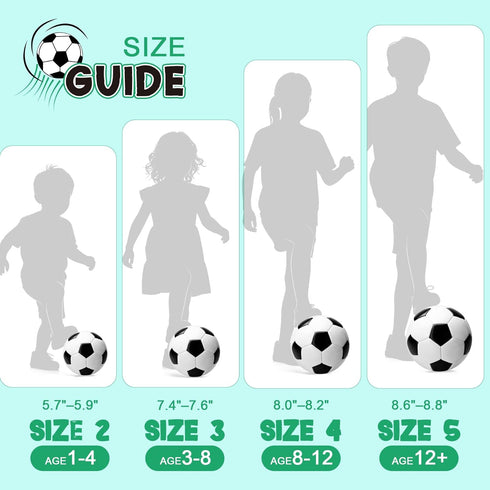 2/3/4/5 1 2 3 Pack Soccer Ball Size with Pump & Bag, Deflated Ball - or - Classic Black & White - Durable Soccer Ball