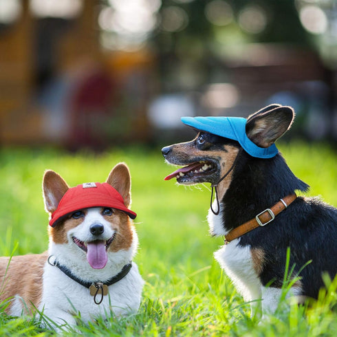Geyoga 4 Pcs Dog Baseball Cap, Sun Protection Visor Hats with Ear Holes and Adjustable Chin Strap for Small Pets