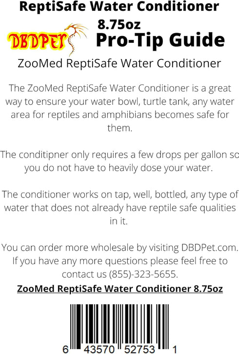 8.75oz ReptiSafe Water Conditioner for Reptiles - Includes Attached DBDPet Pro-Tip Guide