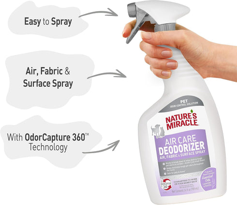 Nature’s Miracle Air Care Deodorizer Spray, Lavender & Vanilla Scent, 24 Ounces, Pet Odor Eliminator for Air, Fabric,
