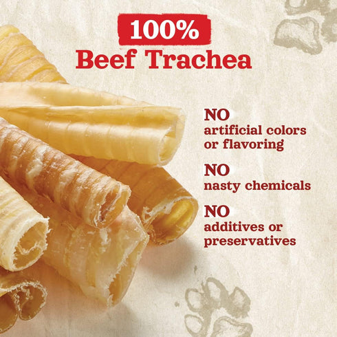 (6 Inch, 6 Pack)- 100% Natural Farm Beef Trachea for Dogs Beef,Odor Free Trachea Dog Chews- Glucosamine & Chondroitin