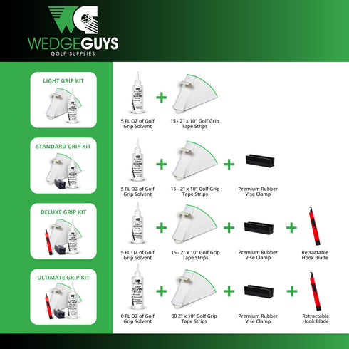 Wedge Guys Golf Grip Kits for Regripping Golf Clubs - Professional Quality with Hook Blade & Grip Tape Strips