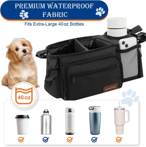 1419" Dog Stroller Organizer Bag, Dog Mom Gifts for Women Pet Stroller Caddy, Stroller Accessories with Cup Holder