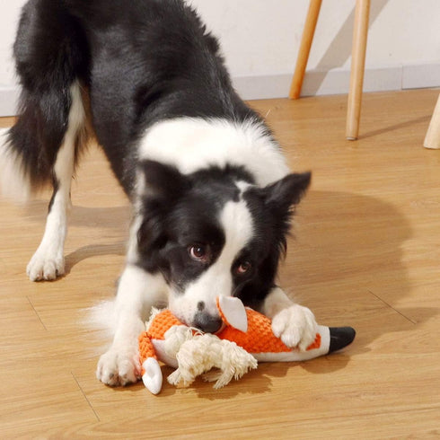 Large Dog Toys, Cute Squeaky Plush Stuffed Animal Chew Toys for Small, Medium, Large Breed (Orange Fox)