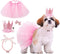 Dog Birthday Outfit Pink Tutu with Birthday Hat, Necklace & Bowtie Hairpin for Dogs (16-23 inch Wrist)
