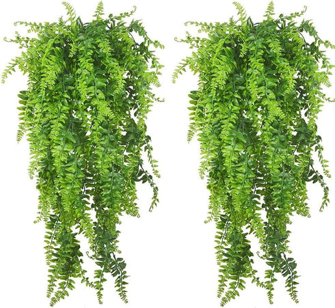 (2 Pack) PINVNBY Reptile Plants Hanging Fake Vines Boston Climbing Terrarium Plant with Suction Cup for Bearded Dragons
