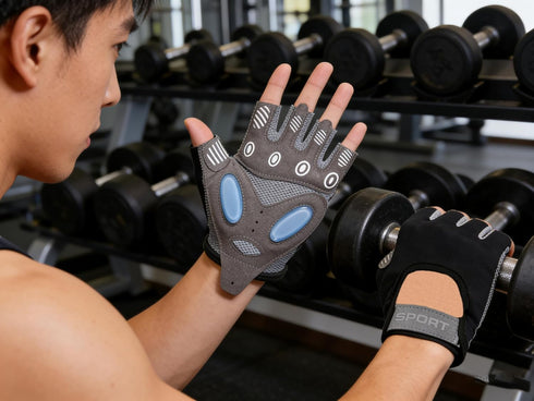 OVOY Non-Slip Breathable Workout Fingerless Gloves for Men Women, Gym Fitness Gloves for Training, All Gym Exercises