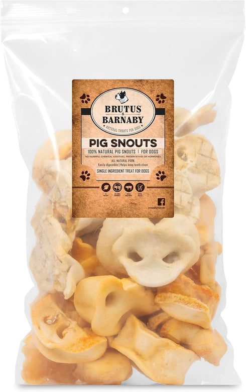 BRUTUS & BARNABY Pig Snout Dog Treat - 100% Natural, Healthy, Easy to Digest, Chemical & Hormone Free Chew