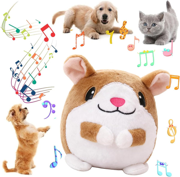 Geojec Interactive Dog Toys,Active Moving Pet Plush Toy with Recording and Music Modes,