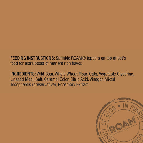 ROAM Wild Boar Exotic Dog Topper, Sustainably Raised Wild Boar Meat, Non-GMO, 4 Ounce