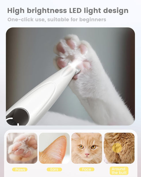 35dB Trimmer, Trimmer PAPMINI Dog Grooming Kit with LED Display, Ultra-Low Noise Dog Paw Cordless Hair for Paws, Ears