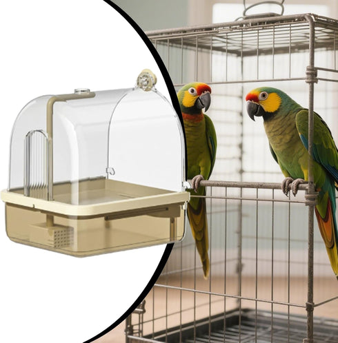 Generic Settings Indoor Bird Cage Bath, Stand Bathtub Perch, Automatic Shower Mode Bird Bath with Chew Proof Material