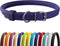 CollarDirect Rolled Leather Dog Collar, Soft Padded Round Handmade Genuine Leather, 13 Colors, 13-16 Inch, Purple Smooth