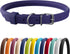 CollarDirect Rolled Leather Dog Collar, Soft Padded Round Handmade Genuine Leather, 13 Colors, 13-16 Inch, Purple Smooth
