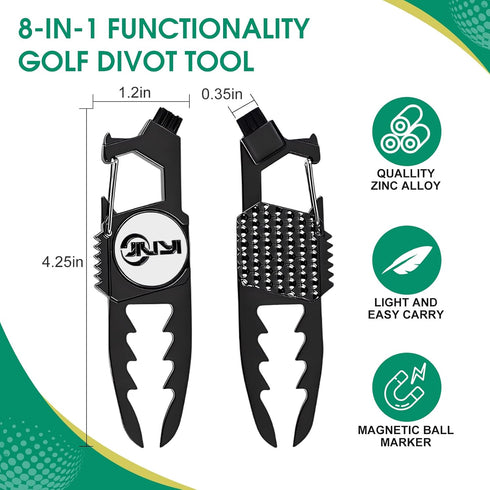 JIUYIBC 6 Golf Divot Tool with Magnetic Ball Marker, and Tee Height Adjuster, Golf Tees, Funny Golf Accessories, Golf