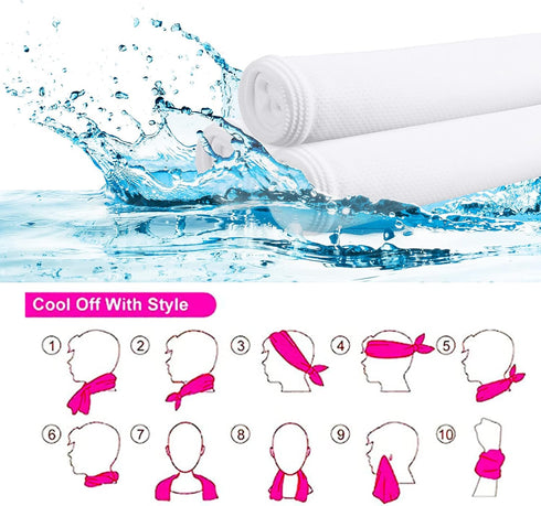 24 Count 40"x12" BBTO Sublimation Cooling Towels Bulk for Sports White Golf Sweat Gym Towel Ice Breathable Soft Chilly