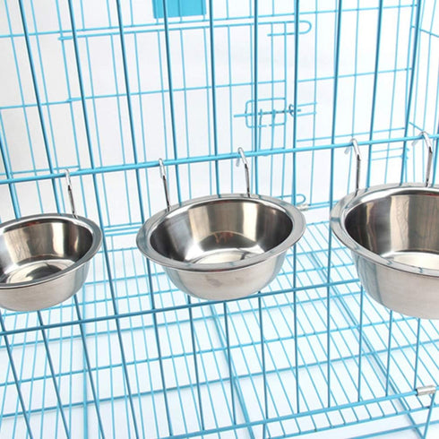 Hanging Water Bowl for Dog Cage - 13cm Stainless Steel Dog Bowl Dog Food Bowl Dog Crate Bowl with Hook Cat Water Bowl Hanging Pet Bowl for Dogs Cats, Size M