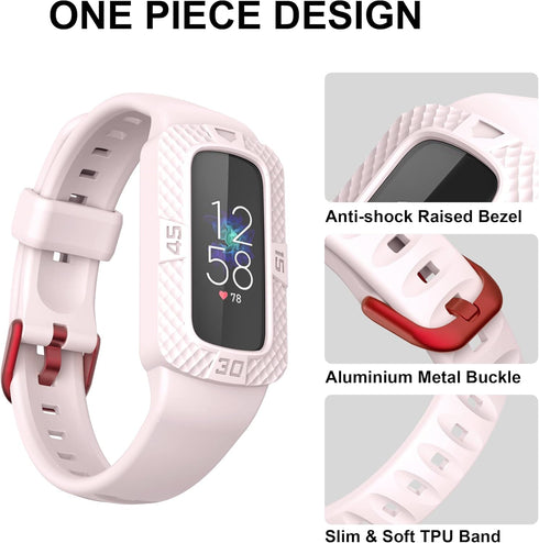 GELISHI Band Compatible with Fitbit Luxe Band, Women Men Rugged Bumper Case Sports Band TPU Wristband Waterproof for Fitbit Luxe