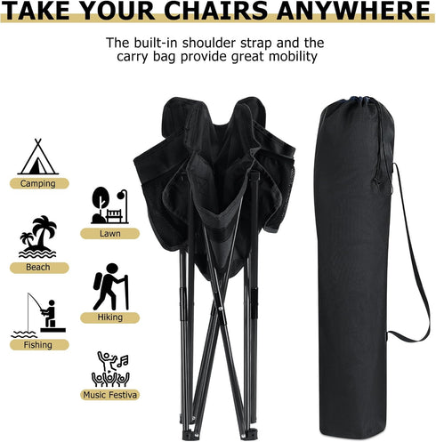 Leonyo Folding Camping Chairs, Portable Outdoor Lawn Chairs for Adults with Carrying Bag for Outside Fishing, Hiking
