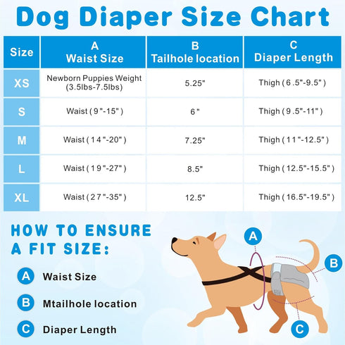 Idepet 3 Pack Female Dog Diapers with Suspender Detachable, Washable Reusable Girl Doggie Diapers for Small Medium