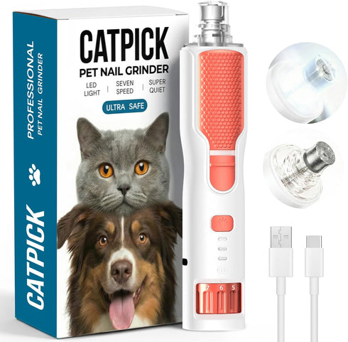 CATPICK 7-Speed Dog & Cat Nail Grinder with Light - Ring LED Safe