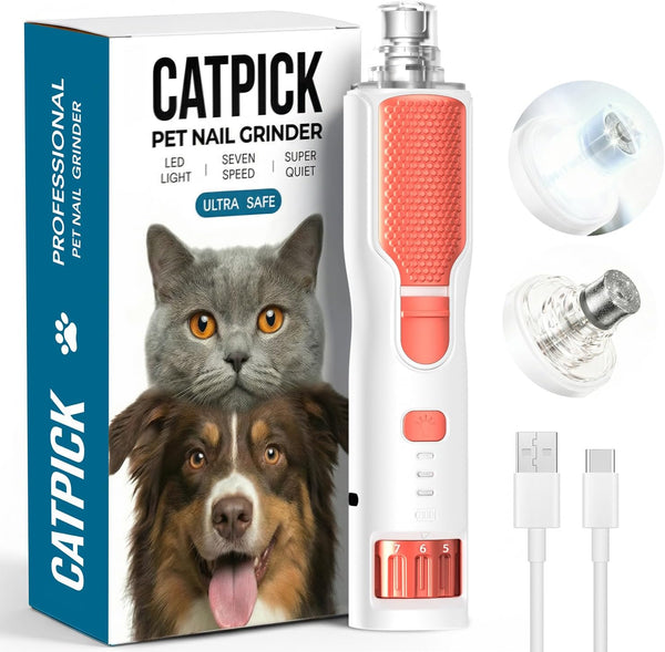 CATPICK 7-Speed Dog & Cat Nail Grinder with Light - Ring LED Safe