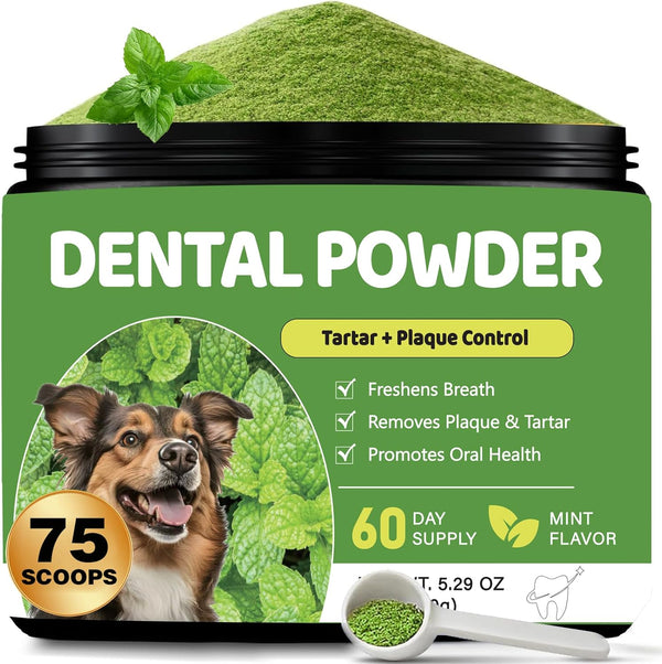 Xuaobamm Dog Dental Powder, Teeth Cleaning Powder for Dogs, Plaque & Tartar Remover