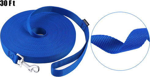 AmaGood Dog/Puppy Obedience Recall Training Agility Lead - 15 ft, 20 ft, 30 ft, 50 ft Long Leash, Blue