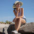 Waterproof Bucket Sun Hat for Women, Wide Brim Breathable Mesh UPF50+ Safari Hat with Criss Cross Ponytail Hole
