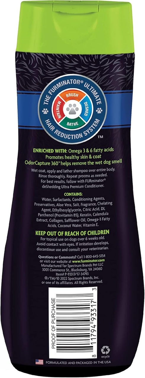 FURminator Ultra Premium deShedding Shampoo for Dogs Helps Reduce Excess Shedding, 16 oz