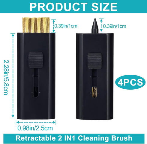 PAGOW 4 Pack Retractable Golf Club Cleaner Brush, Portable Double-Sided Groove Cleaner in Multicolor