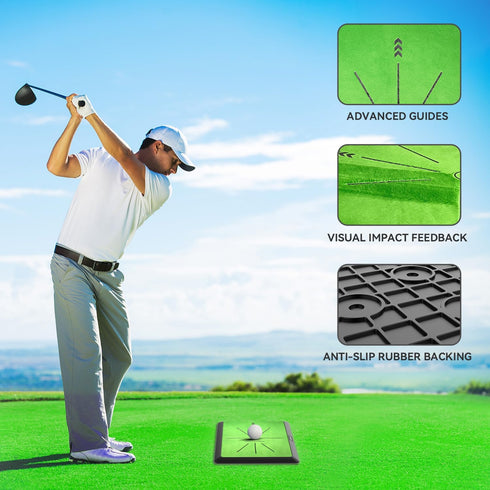 Golf Hitting Mat | Training Mat for Swing Path Feedback, Extra Replaceable Practice Mat 16"x12"