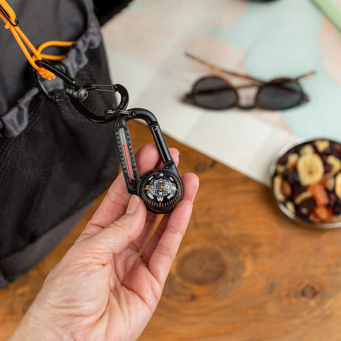 Sun Company TempaComp Ball Compass and Thermometer Carabiner, Hiking, Backpacking, Camping Accessory