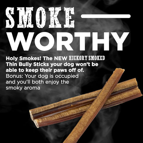 Best Bully Sticks Premium 6 Inch Thin Bully Sticks for Dogs - 100% Natural Hickory Smoked, Odor Free, 24 Pack
