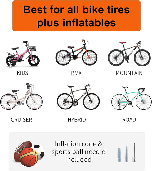 High Pressure Bike Pump with Gauge, Floor Bicycle Pump for Presta and Schrader Valve, Road Bike Tire Pump
