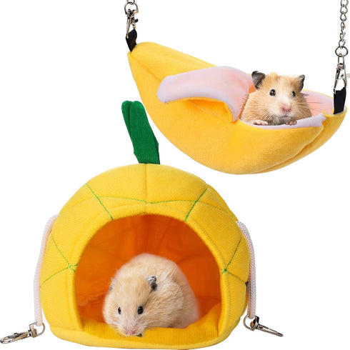 Jetec 2 Pieces Hamster Hammock - Soft Bed Small Pet House for Guinea Pig Rat Chinchilla Sleep and Play