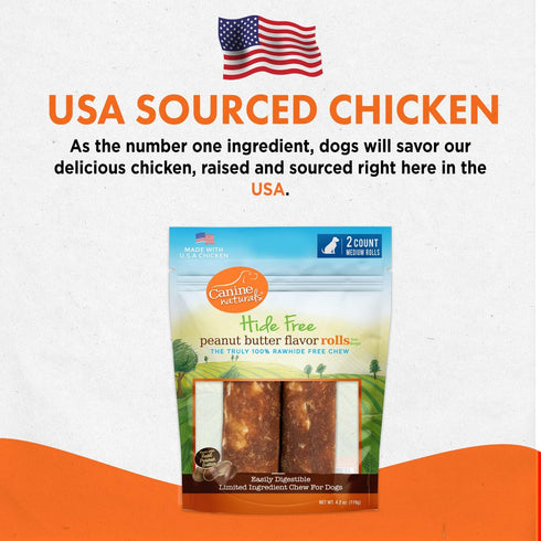 Canine Naturals Chicken Recipe Chew - Rawhide Free Dog Treats, All-Natural and Easily Digestible (Medium, 2 Count)