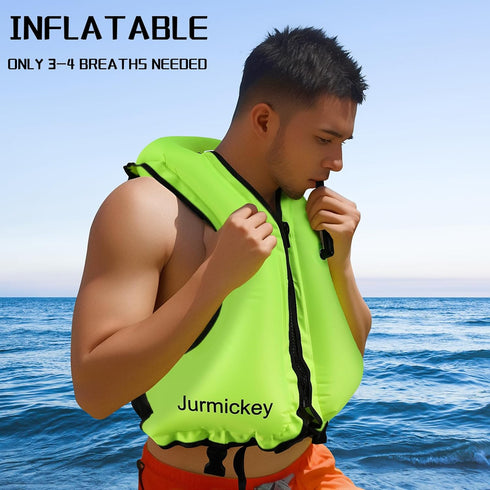Inflatable Snorkel Vest for Adults, Portable Swim Jacket & Buoyancy Vest for Snorkeling, Swimming, Kayaking