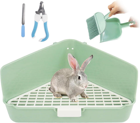 Dmnnlp Large Rabbit Litter Box 10" x 10" x 7" with Broom &