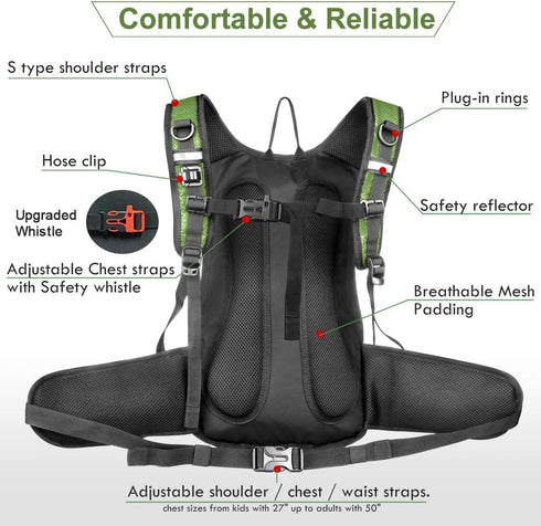 Hydration Pack, Insulated Backpack with 2L BPA Free Bladder, Hiking for Men, Women, Kids