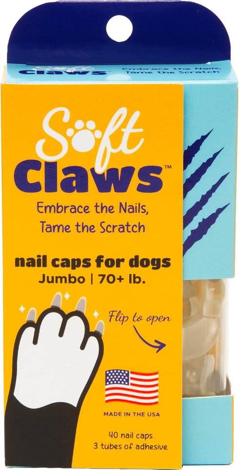 Soft Claws Jumbo Dog Nail Caps - 40 Non-Slip Covers for Long-Lasting Floor and Furniture Protection, Natural