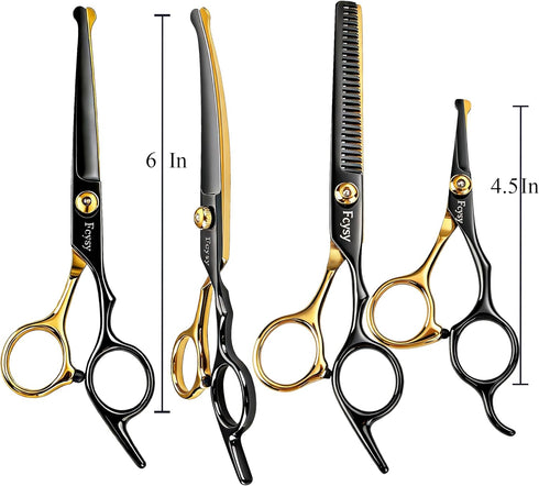 Set Dog Grooming Scissors Kit, Fcysy Professional Pet Shears for Cats at Home, Dog Grooming Tools with Curved