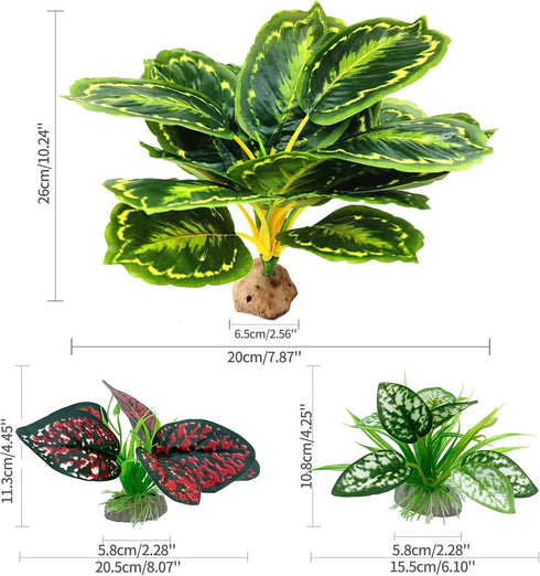 Reptile Artificial Plants, Terrarium Decorations for Aquarium Fish Tank, Amphibian Habitat Accessories